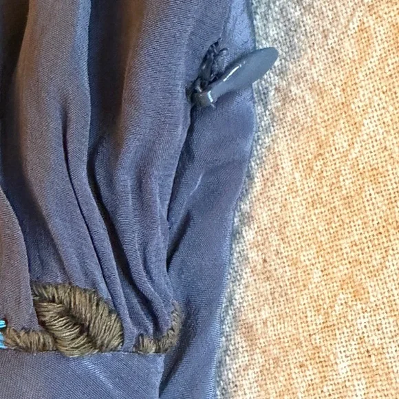 New Free People Bali Santa Cruz Ruffle Blue Floral Embroidered Maxi Dress M - Picture 11 of 16